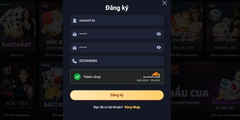 Điền thông tin đăng ký HI88